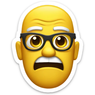 a yellow emoji with very very big glasses the emoji very angry and emoji saw to the right side sticker