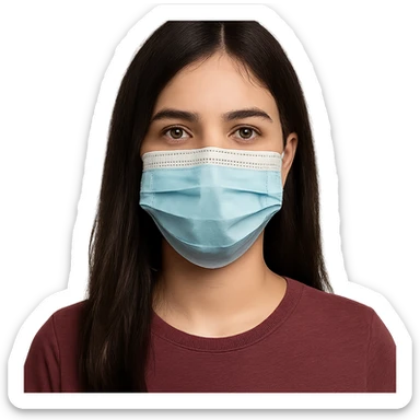 girl with dark hair wearing a covid mask, variation 4 sticker