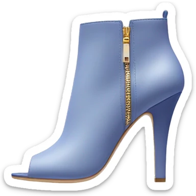 Realistic isolated pair of kate spade pastel blueberry high heel zip up peep toe ankle boots.  sticker