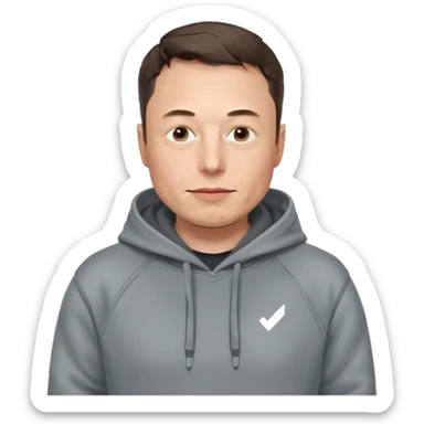 elon musk in gray hoodie full height sticker