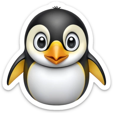 cinematic-cute-emperor-penguin-portrait-emoji,-head-tilted-playfully-and-inquisitively,-with-glossy,-pristine-plumage-accented-by-a-bright-beak-and-round,-sparkling-eyes-filled-with-curiosity,-simplified-yet-irresistibly-adorable-features zoomed into the face sticker