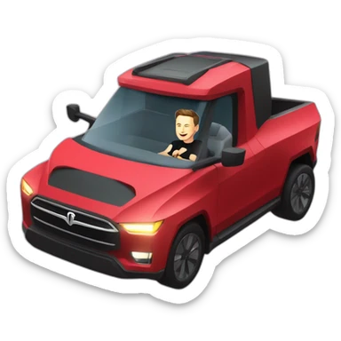 Elon musk riding in a Tesla cyber truck  sticker