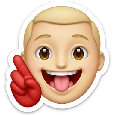 an emoji with its tounge out with its hand next to it sticker