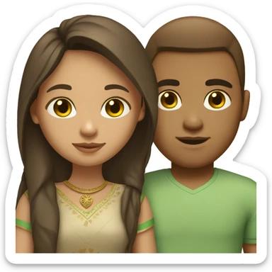 Light skin indian girl with white boyfriend with brown hair and green eyes sticker