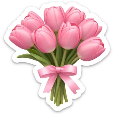 Pastel pink tulip bouquet with bow sticker
