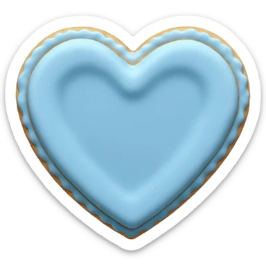 Realistic shortbread cookie in the shape of a heart with pastel blue sticker