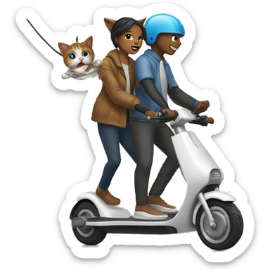 A cat couple throwing Electric Scoocter sticker