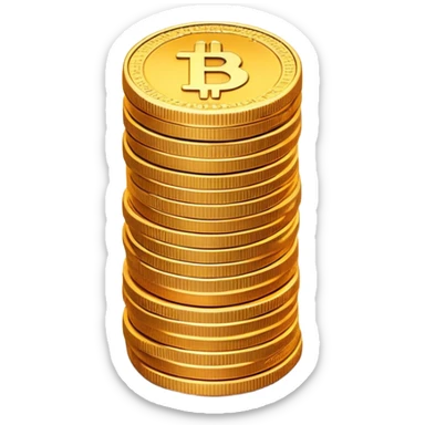 Clash of Clans aesthetic: Cinematic Playful Pixel 3D Coin Stack Portrait Emoji, rendered in a 3D vector-style similar to standard emojis with minimal shading and bold, simplified shapes. A compact, distinct form with signature details, softly glowing with a pixelated adventure charm. Simplified yet unmistakably iconic, highly detailed and consistent, glowing with a soft radiance and high shine. Stylized with a touch of classic pixel-art charm and a soft glowing outline, capturing the essence of a beloved gaming relic with a friendly, playful manner! sticker