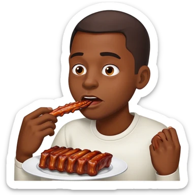 Black man eating ribs sticker