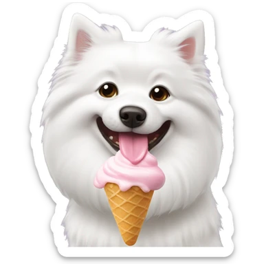 japanese spitz dog eating icecream sticker