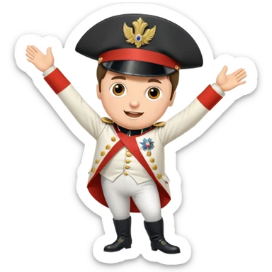 Napoleon Bonaparte in his iconic military uniform and bicorne hat dancing the Macarena dance sticker
