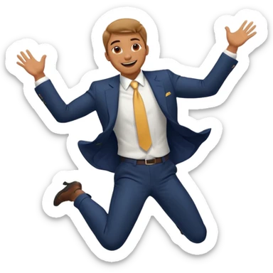 a man in a formal suit jumps with joy sticker
