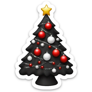 Black Christmas tree with red and white ornaments  sticker