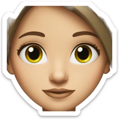 Girl with green eyes pretty eyelashes and medium length brown hair  sticker