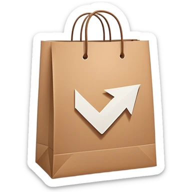 A shopping bag with a return arrow symbol, representing a return policy sticker