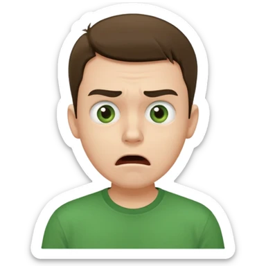 make him in a green T-shirt and much more realistic. the emotion of fear and shock sticker