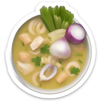encebollado soup from ecuador with onions, albacore and yucca sticker