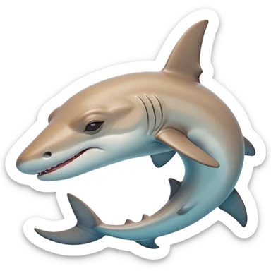 Meme-Worthy Cute Sleeping Hammerhead Shark Portrait Emoji, Head and body resting peacefully with a contented expression, showcasing its uniquely shaped hammerhead with closed, serene eyes and a relaxed, streamlined form, Simplified yet adorably endearing features, highly detailed, glowing with a soft, drowsy ocean light, high shine, relaxed and utterly lovable, stylized with an air of playful laziness, soft glowing outline, capturing the essence of a sleeping hammerhead that feels destined to become the next viral icon of adorable slumber! sticker