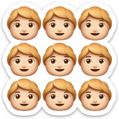 Friendly brötchen emoji avatar, cute and minimalistic style, warm eyes and gentle smile, flat design, soft shapes, clean modern look, highly recognizable at small sizes, centered composition, transparent or solid background, app icon quality. sticker