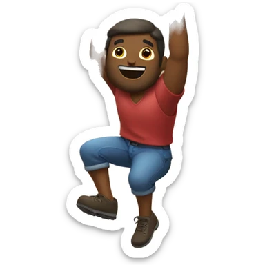 Man dangling off mountain sticker