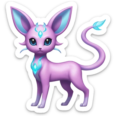 Shiny Sparkly Bioluminescent Glowing Espeon-Lumineon-Skitty-Amaura-Dragonair-Fakémon-hybrid-creature (full body)  sticker