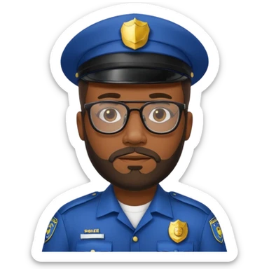 Police officer with glasses and beards black man sticker