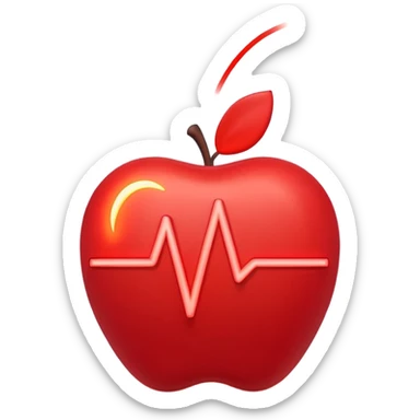 3D emoji showing a simple red pulse line (heartbeat monitor style) with a glowing point moving along it, minimal design on a soft background, symbolizing a steady pulse / heartbeat, clean and modern Apple emoji aesthetic sticker