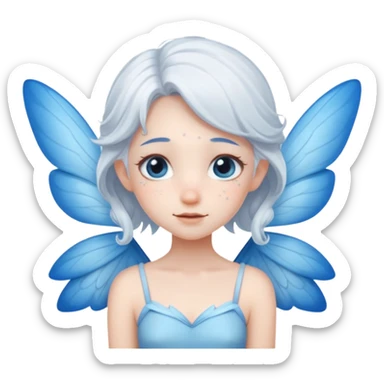 A shy white hair fairy with soft blue wings sticker