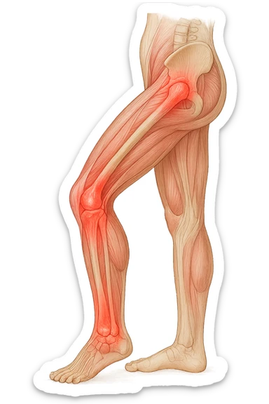 PRENDI SPUNTO DALLA FOTO E FAMMI A LIVELLO ANATOMICO LA GAMBA IN SOVRACCARICO sticker