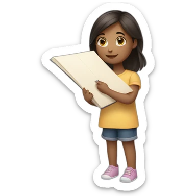 cute girl holding a page writing goodnight sticker