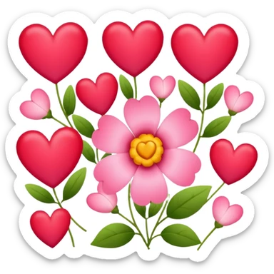 Flowers and hearts sticker