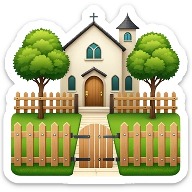 closed courtyard icon, safe private yard surrounded by buildings, minimal flat vector style sticker