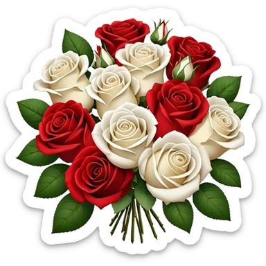 hand-tied bouquet of red and white roses sticker