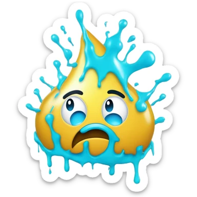 Glowing shiny Cyan blue goo splash splatter drip sticker