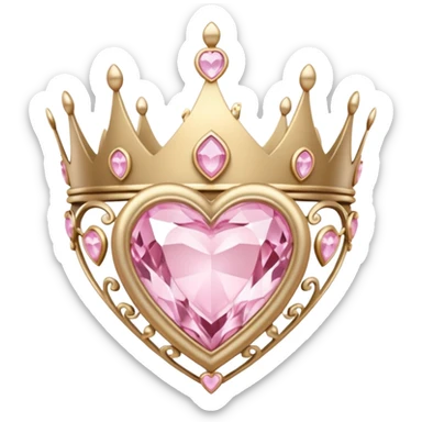 white and pastel pink crown with heart gem sticker