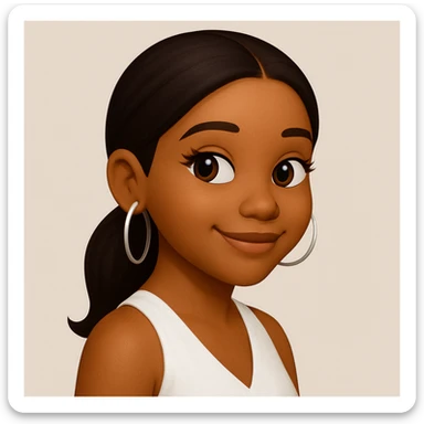 turn the second man in emoji style of the 1st image, match the facial features and match dressing style of the 2nd image, she is wearing white tank top lose, side pose sticker