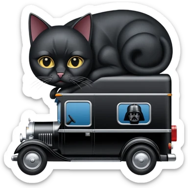 Ornate but stealth 1918 Darth Vader Cat Woman Rolls Royce Grumman mail truck sticker