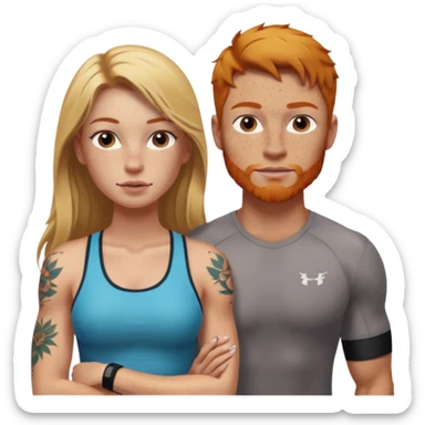 girl with long blonde hair and tattoos next to an athletic masculine ginger girl  sticker