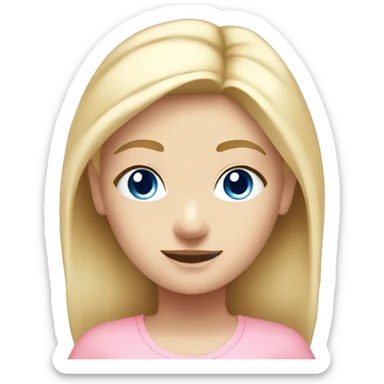 blonde yoga girl blue eyes light pink clothes n sticker