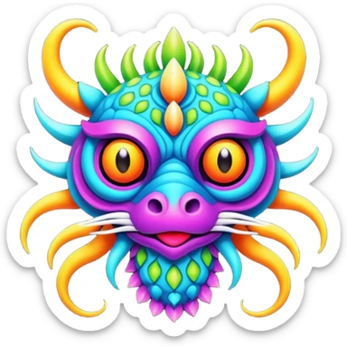 An exotic neon colorful unique bizarre eccentric Fakémon-creature sticker