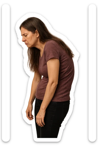 fai immagine identica ma di una donna con capelli lunghi, iperrealistico 4k, postura storta con spina dorsale storta sticker