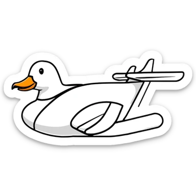 goose shaped like an airplane, airplane with goose features sticker