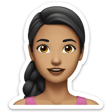 woman with black hair (ponytail), black wide set eyes, tanned skin, thick lips sticker