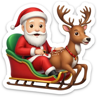 Santa sliding with his deers sticker
