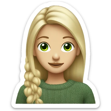 A green-eyed blonde girl dressed in an asymmetrical sweater sticker