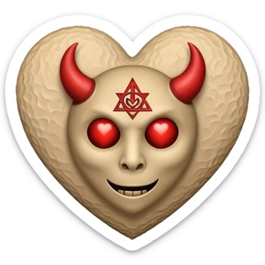 beige heart satanic sticker