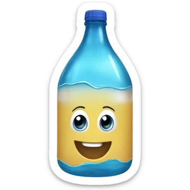 botella de agua sonriente sticker