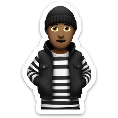 Robber with black beanie and black and white striped outfit sticker