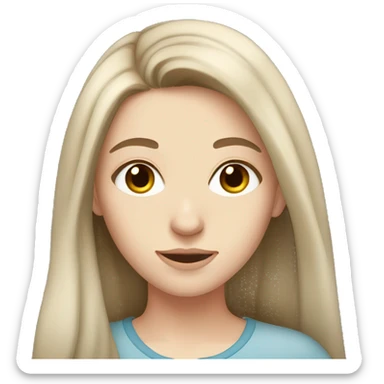 young woman with long brown hair, brown eyes and pale skin sticker