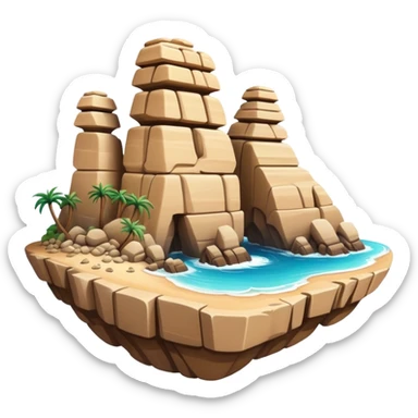 Cinematic Realistic Raouche Rocks Landmark Emoji, depicted with dramatic natural rock formations along the Beirut coastline rendered with intricate detail and dynamic natural lighting. sticker